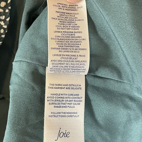 Joie Green Animal Print Short Dress Balloon Sleeve Womens SIZE XL Tunic Ditsy - Picture 10 of 13